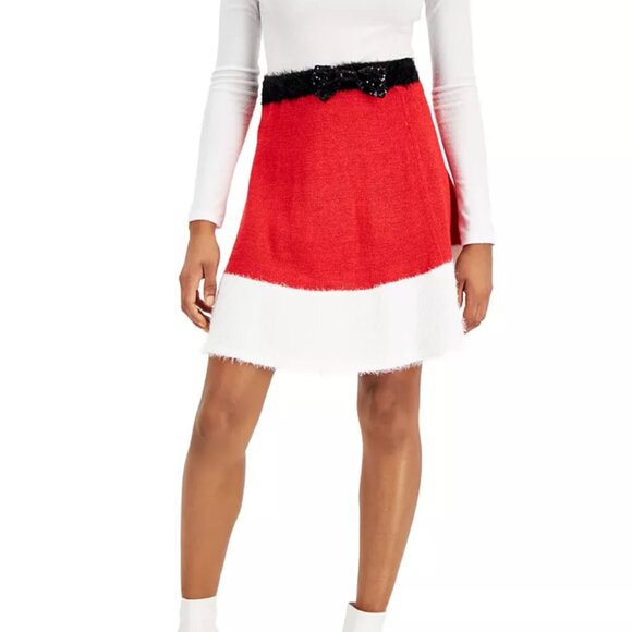 Planet Gold Juniors' Santa Knit Mini Skirt XS - Picture 1 of 6